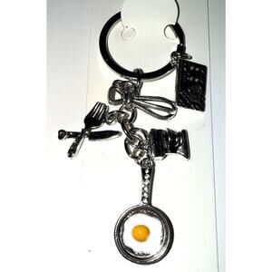 NWT Cooking Tool Keychain Silvertone Metal Purse Handbag Car Charm